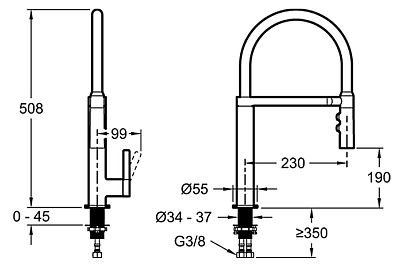 E23311-CP смеситель для кухни RAPHAEL гибкий излив на магните, 2 реж. кнопка-стоп (хром) фото 1