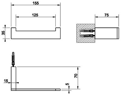 Держатель для туалетной бумаги Gessi Rettangolo Shower 20855-706 чёрный металл фото 2