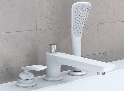 KLUDI BALANCE Однорычажный смеситель для ванны и душа на 3 отверстия, длина излива 220 мм,белый/хром, арт. 524479175 фото 3
