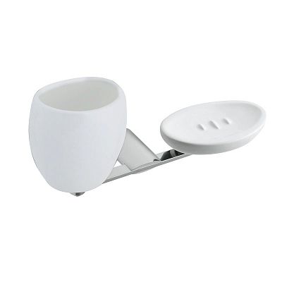 Мыльница со стаканом Webert Aria AI501101 Хром/белый фото 1