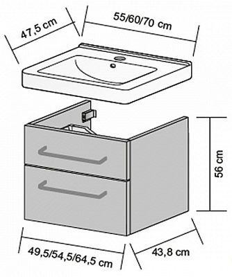 Тумба под умывальник Dreja Q MAX 60254 фото 2