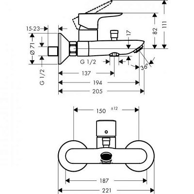 Смеситель для ванны Hansgrohe Talis E 71740670 фото 2