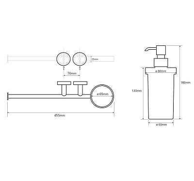 Полотенцедержатель Bemeta Omega 104019012 поворотный с дозатором для жидкого мыла хром фото 2